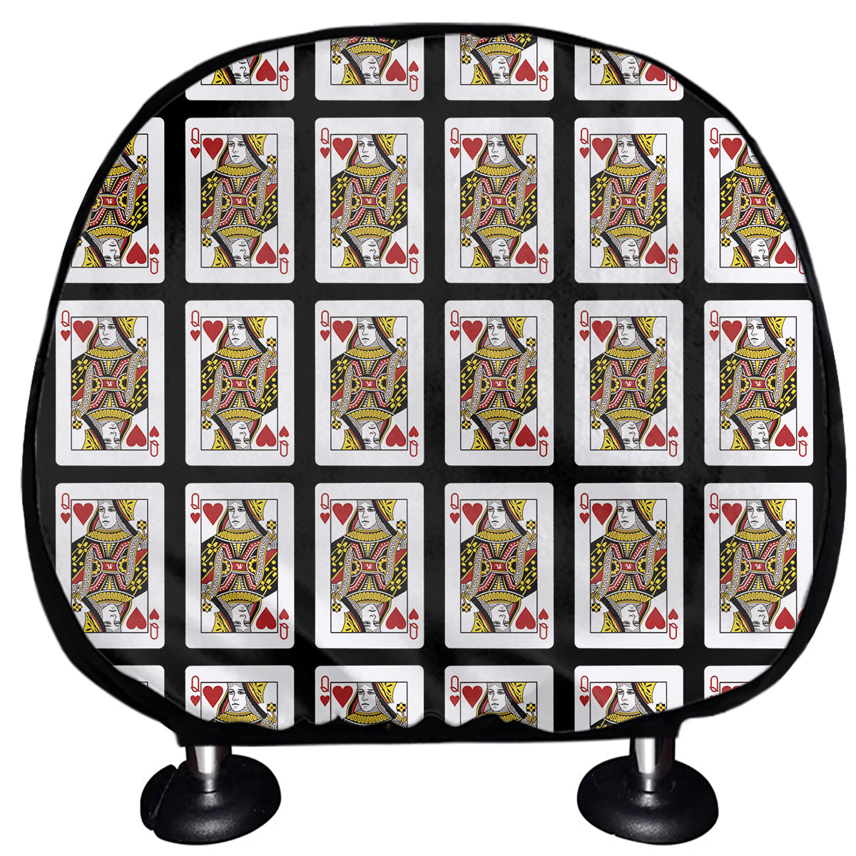 Queen Of Hearts Playing Card Pattern Print Car Headrest Covers