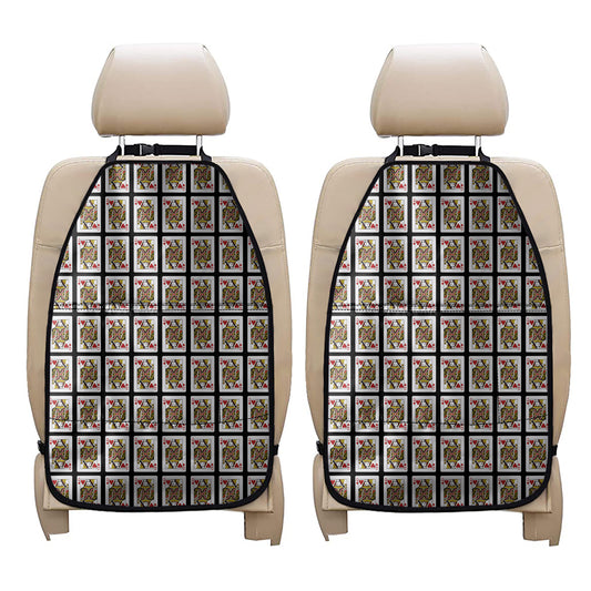 Queen Of Hearts Playing Card Pattern Print Car Seat Organizers