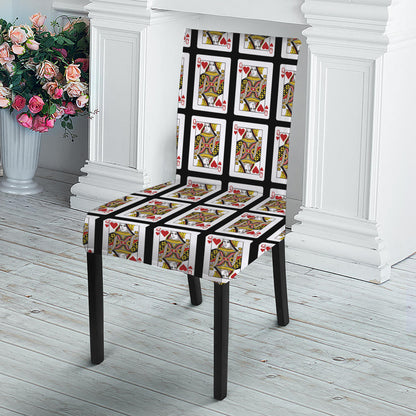 Queen Of Hearts Playing Card Pattern Print Dining Chair Slipcover