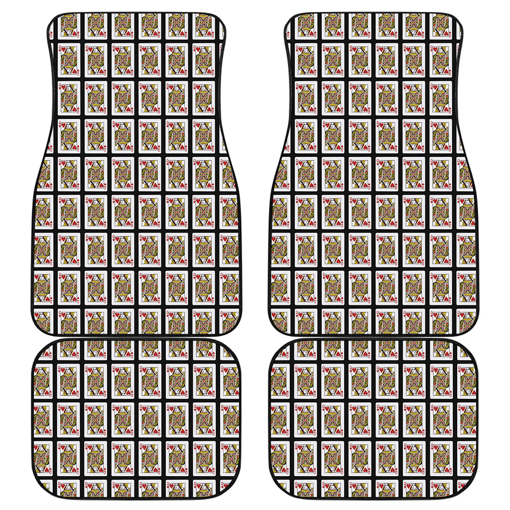 Queen Of Hearts Playing Card Pattern Print Front and Back Car Floor Mats