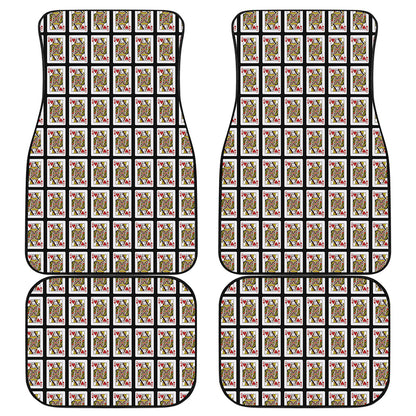 Queen Of Hearts Playing Card Pattern Print Front and Back Car Floor Mats