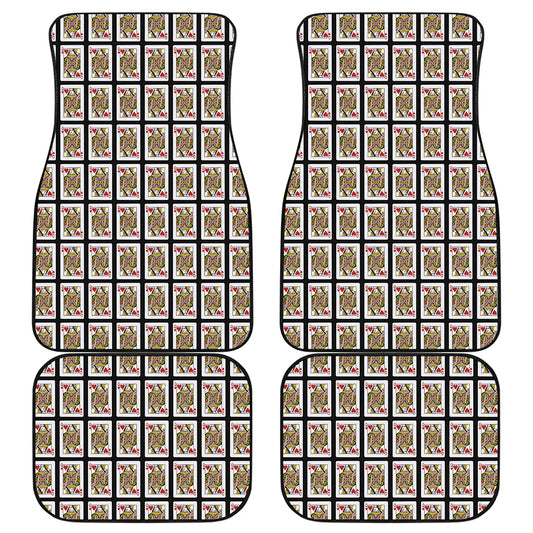Queen Of Hearts Playing Card Pattern Print Front and Back Car Floor Mats