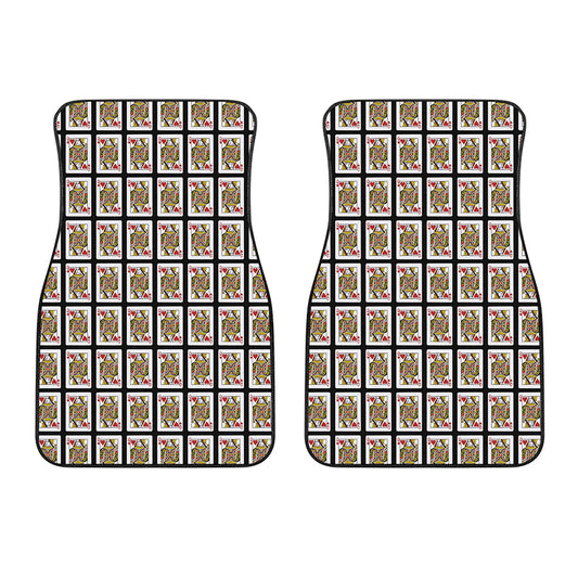 Queen Of Hearts Playing Card Pattern Print Front Car Floor Mats