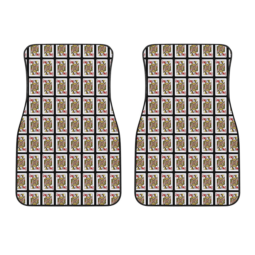 Queen Of Hearts Playing Card Pattern Print Front Car Floor Mats