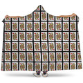 Queen Of Hearts Pattern Print Hooded Blanket
