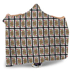 Queen Of Hearts Playing Card Pattern Print Hooded Blanket