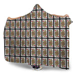 Queen Of Hearts Playing Card Pattern Print Hooded Blanket