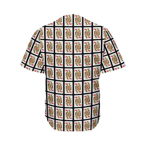 Queen Of Hearts Playing Card Pattern Print Men's Baseball Jersey