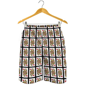 Queen Of Hearts Playing Card Pattern Print Men's Shorts