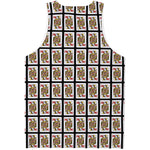 Queen Of Hearts Playing Card Pattern Print Men's Tank Top