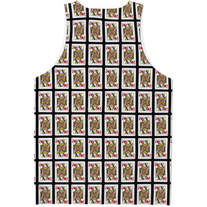 Queen Of Hearts Playing Card Pattern Print Men's Tank Top