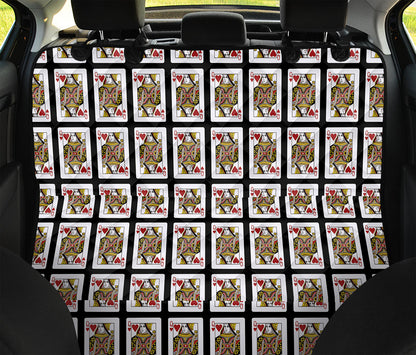 Queen Of Hearts Playing Card Pattern Print Pet Car Back Seat Cover