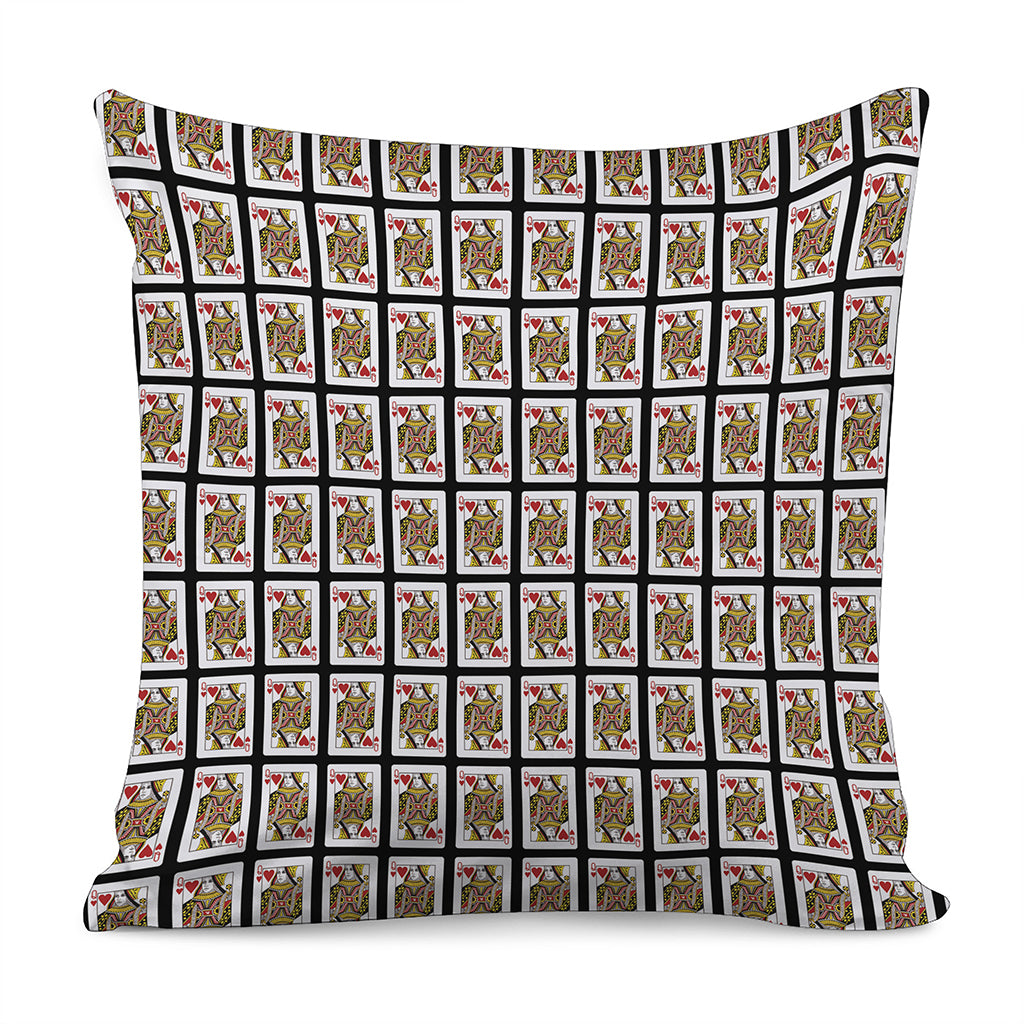 Queen Of Hearts Playing Card Pattern Print Pillow Cover