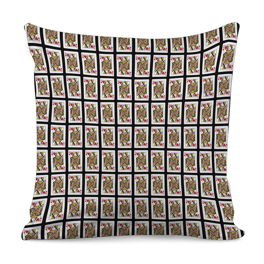 Queen Of Hearts Playing Card Pattern Print Pillow Cover