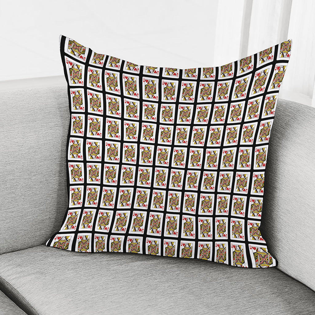 Queen Of Hearts Playing Card Pattern Print Pillow Cover