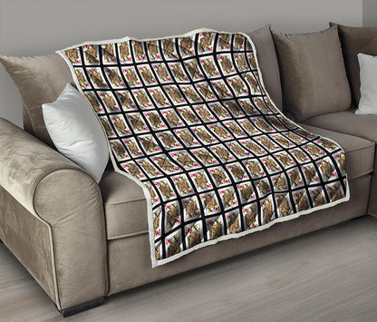 Queen Of Hearts Playing Card Pattern Print Quilt