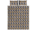 Queen Of Hearts Playing Card Pattern Print Quilt Bed Set