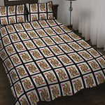 Queen Of Hearts Playing Card Pattern Print Quilt Bed Set