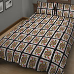 Queen Of Hearts Playing Card Pattern Print Quilt Bed Set