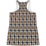 Queen Of Hearts Playing Card Pattern Print Women's Racerback Tank Top