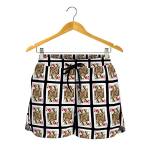 Queen Of Hearts Playing Card Pattern Print Women's Shorts