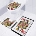 Queen Of Hearts Playing Card Print 3 Piece Bath Mat Set