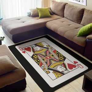 Queen Of Hearts Playing Card Print Area Rug