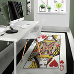 Queen Of Hearts Playing Card Print Area Rug