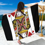 Queen Of Hearts Playing Card Print Beach Sarong Wrap