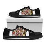 Queen Of Hearts Playing Card Print Black Low Top Shoes 
