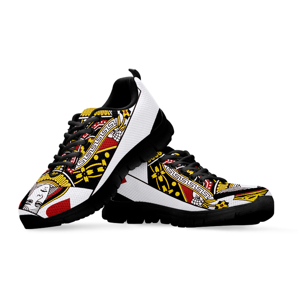 Queen Of Hearts Playing Card Print Black Sneakers