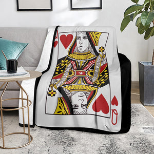 Queen Of Hearts Playing Card Print Blanket