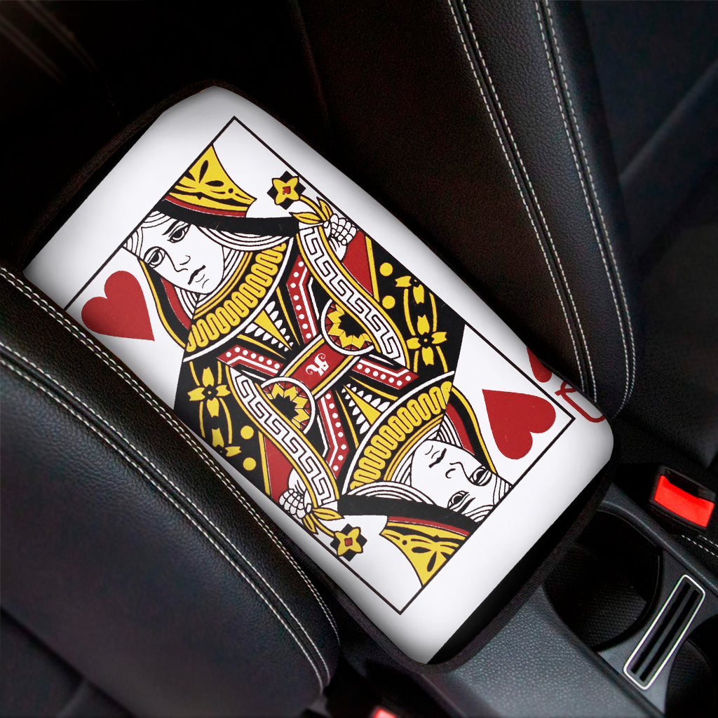 Queen Of Hearts Playing Card Print Car Center Console Cover