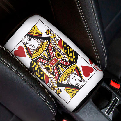 Queen Of Hearts Playing Card Print Car Center Console Cover