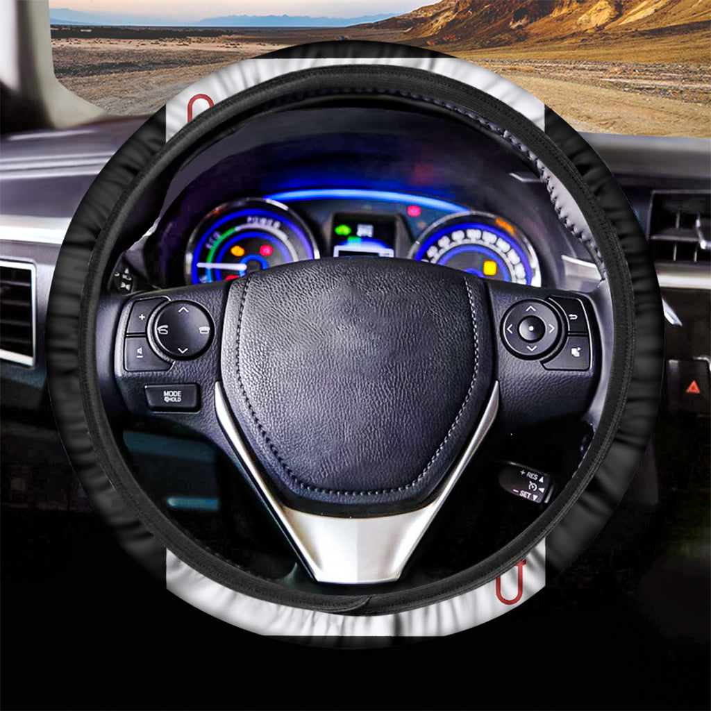 Queen Of Hearts Playing Card Print Car Steering Wheel Cover