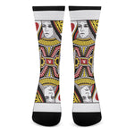 Queen Of Hearts Playing Card Print Crew Socks