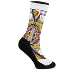 Queen Of Hearts Playing Card Print Crew Socks