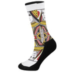 Queen Of Hearts Playing Card Print Crew Socks