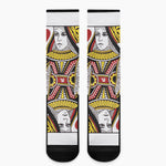 Queen Of Hearts Playing Card Print Crew Socks