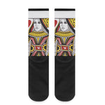 Queen Of Hearts Playing Card Print Crew Socks