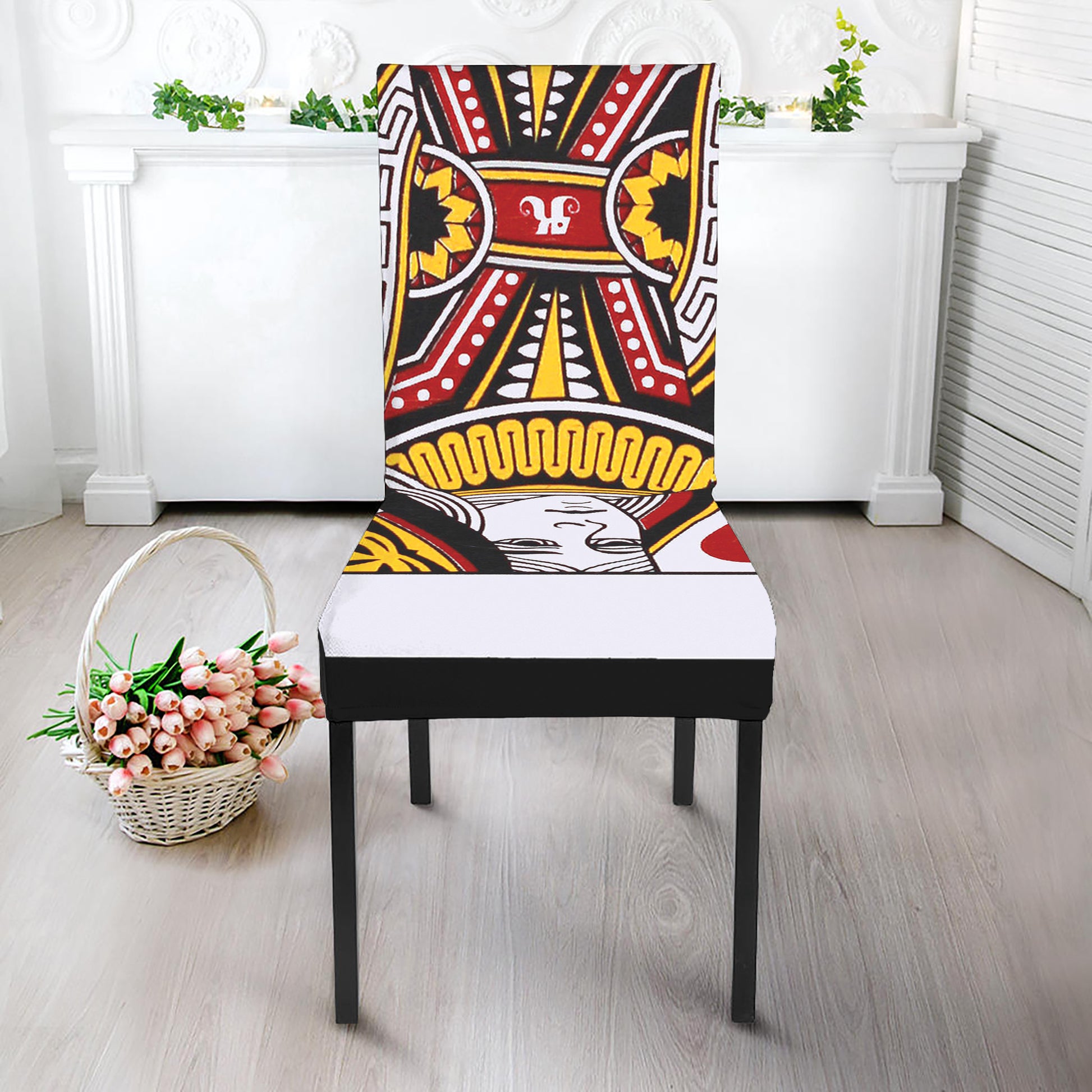 Queen Of Hearts Playing Card Print Dining Chair Slipcover