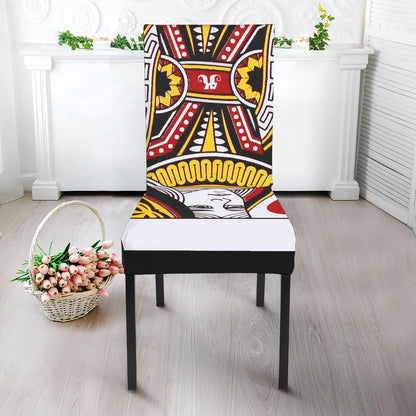 Queen Of Hearts Playing Card Print Dining Chair Slipcover