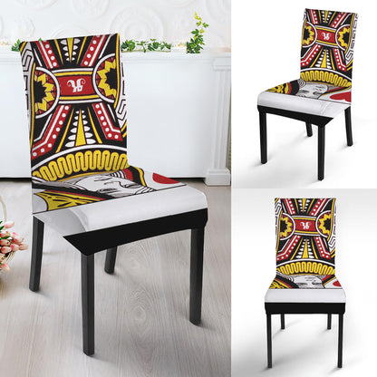 Queen Of Hearts Playing Card Print Dining Chair Slipcover