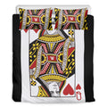 Queen Of Hearts Playing Card Print Duvet Cover Bedding Set