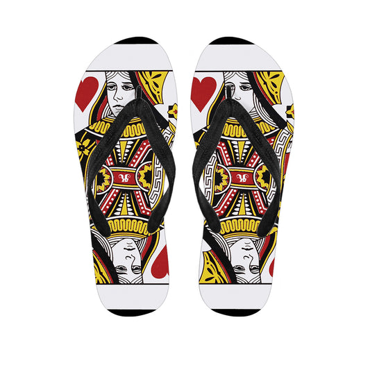 Queen Of Hearts Playing Card Print Flip Flops
