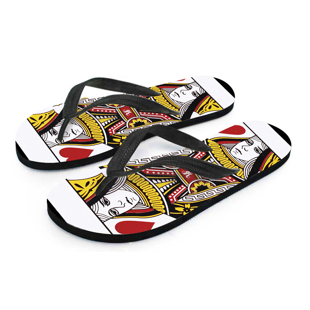 Queen Of Hearts Playing Card Print Flip Flops