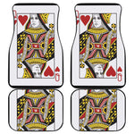 Queen Of Hearts Playing Card Print Front and Back Car Floor Mats