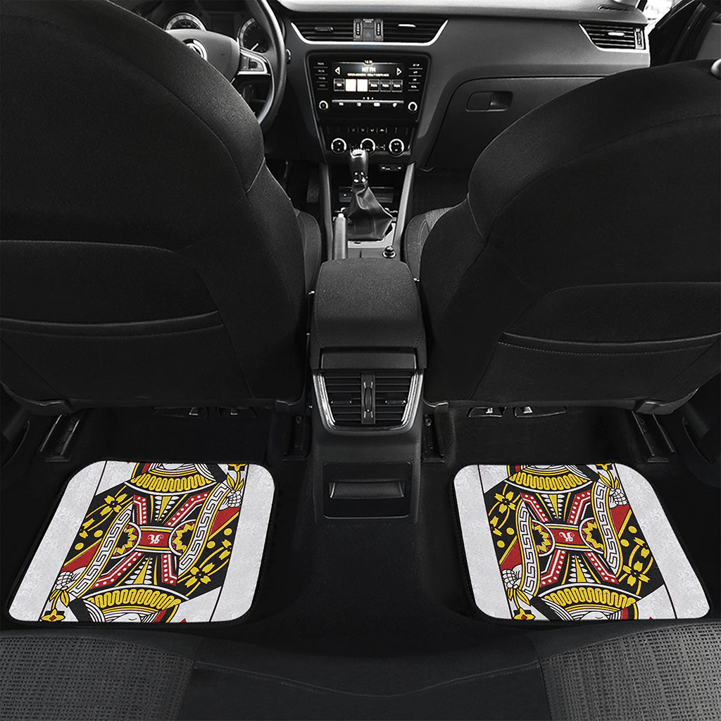 Queen Of Hearts Playing Card Print Front and Back Car Floor Mats