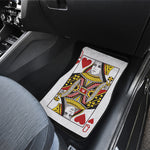 Queen Of Hearts Playing Card Print Front and Back Car Floor Mats