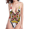 Queen Of Hearts Playing Card Print High Cut One Piece Swimsuit